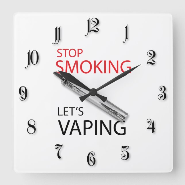 Relógio Quadrado Pare de fumar (Frente)