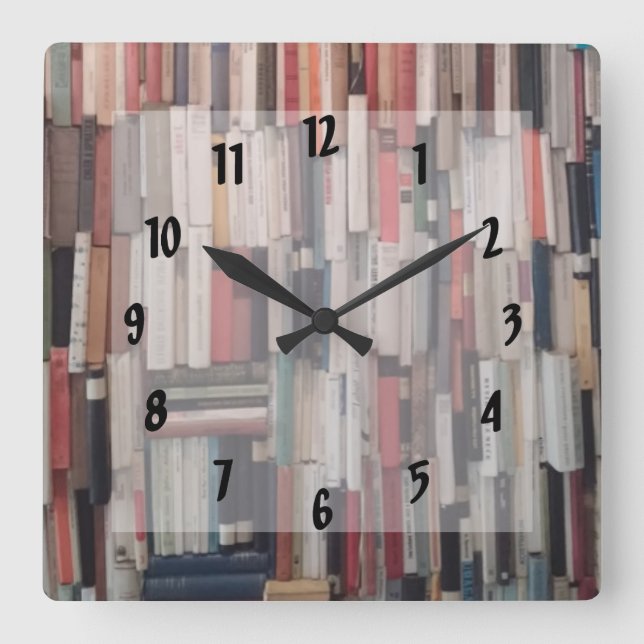 Relógio Quadrado Parede elevada dos livros (Frente)