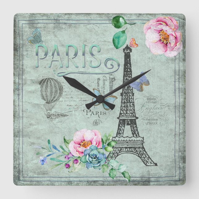 Relógio Quadrado Paris - Tipografia e Ilustração da Sexta-Feira (Frente)