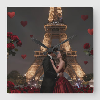 Relógio Quadrado Parisian Valentines Day