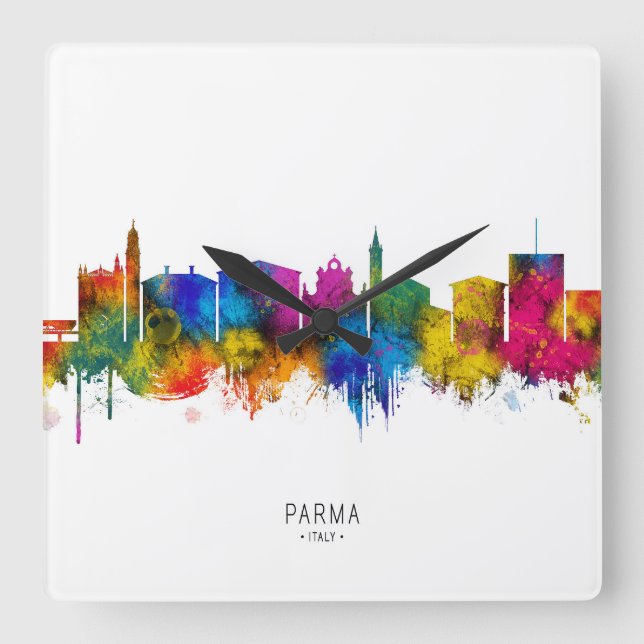 Relógio Quadrado       Parma Italy Skyline (Frente)