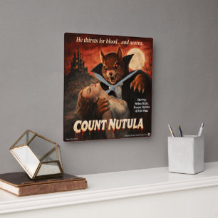 Relógio Quadrado Paródia de Filme Retro do Conde Nutula