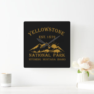 Relógio Quadrado Parque Nacional Yellowstone Vintage