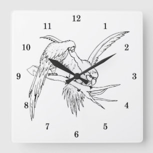 Relógio Quadrado Parrots Wall Clock muito Legal