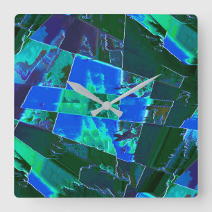 Relógio Quadrado partes de pastagens verdes abstrato e céu azul, e
