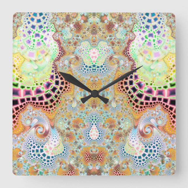 Relógio Quadrado Particularized Dreamtime Variation 3  Wall Clock (Frente)