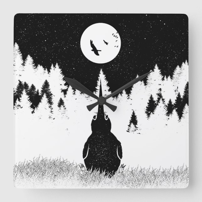 Relógio Quadrado Pássaro sem Voo Kiwi (Frente)