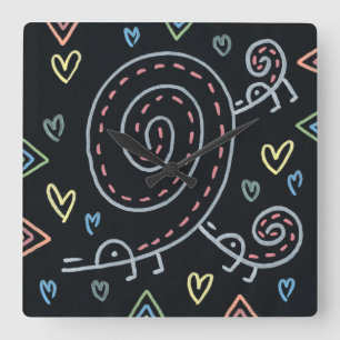 Relógio Quadrado Pássaros felizes felizes