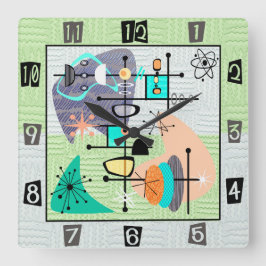 Relógio Quadrado Pastel Atomic Modern Meio século