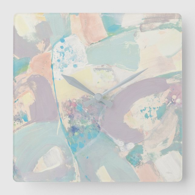 Relógio Quadrado Pastel Branco (Frente)