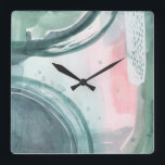 Relógio Quadrado Pastel Scribe - Aquarela<br><div class="desc">Pastel Scribe III por Grace Popp. Apresenta formas de fechamento em um estilo semelhante a aquarela. Composto por cores variadas.</div>