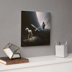 Relógio Quadrado Pastor encontrando uma lâmpada perdida