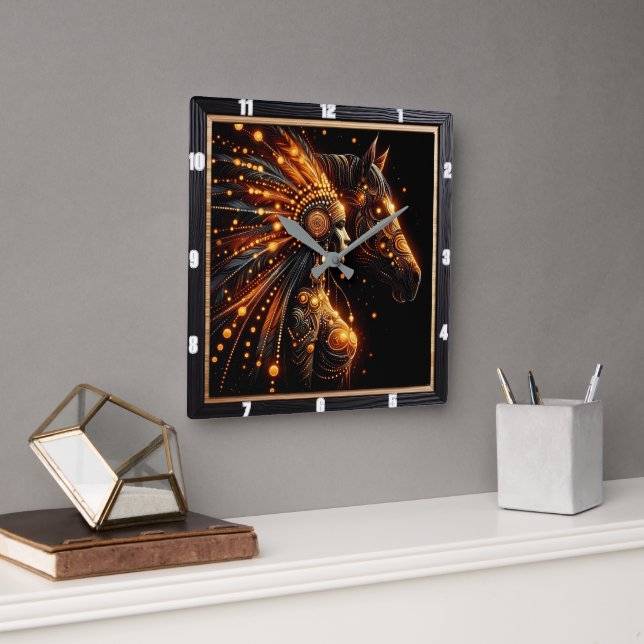 Relógio Quadrado Patrimônio Indiano Nativo Americano (Escritório)