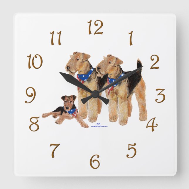 Relógio Quadrado Patriotic Flag Trio (Frente)