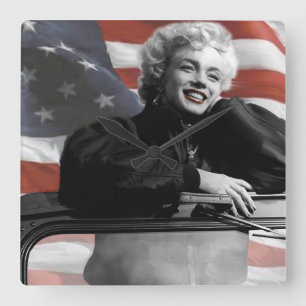 Relógio Quadrado Patriotic Marilyn