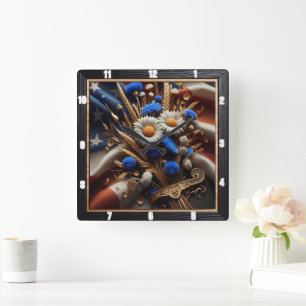 Relógio Quadrado Patriótico Americano das Bandeiras