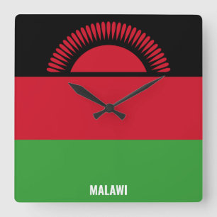 Relógio Quadrado Patriótico da Bandeira do Malawi