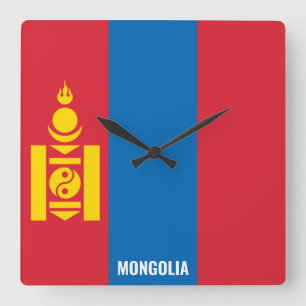 Relógio Quadrado Patriótico da Mongólia Flag Dazzling
