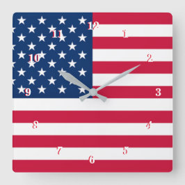 Relógio Quadrado Patriótico da Muralha da Bandeira Americana