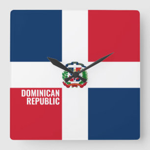 Relógio Quadrado Patriótico Dazzling da República Dominicana