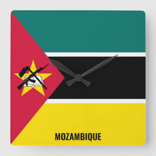 Relógio Quadrado Patriótico Dazzling do Bandeira de Moçambique