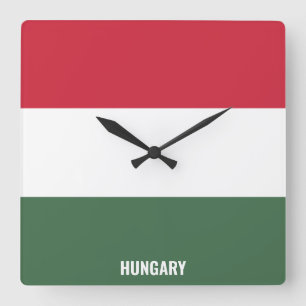 Relógio Quadrado Patriótico de Bandeira da Hungria