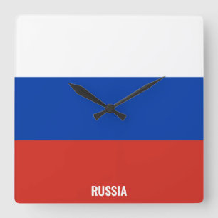 Relógio Quadrado Patriótico de Bandeira Nacional da Rússia