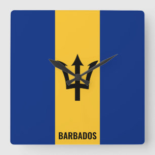 Relógio Quadrado Patriótico de Barbados Flag Dazzling