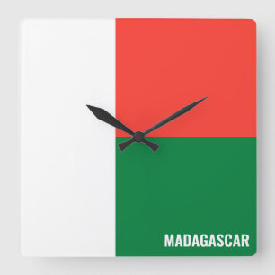 Relógio Quadrado Patriótico de Madagascar Flag Dazzling