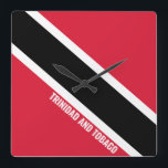 Relógio Quadrado Patriótico de Trinidad e Tobago Flag Dazzling<br><div class="desc">Bandeira de Trinidad e Tobago, Dazzling Patriotic Square Wall Clock, nas cores e nos elementos da bandeira nacional de Trinidad e Tobago, cobrindo a frente do relógio. As cores da bandeira nacional são complementadas com o texto "Trinidad e Tobago" na parte inferior. O texto é totalmente personalizável usando o recurso...</div>