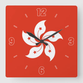 Relógio Quadrado Patriótico dos Números da Orquídea Branca Vermelha