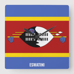 Relógio Quadrado Patriótico Eswatini Flag Dazzling