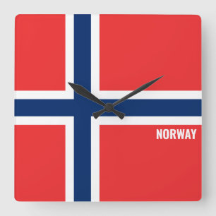 Relógio Quadrado Patriótico Nacional da Bandeira da Noruega