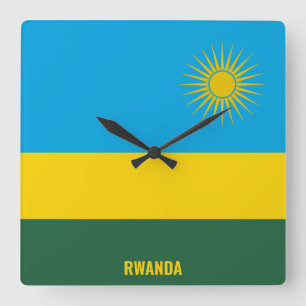 Relógio Quadrado Patriótico Nacional da Bandeira do Ruanda