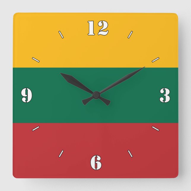 Relógio Quadrado Patriótico Nacional da Lituânia (Frente)