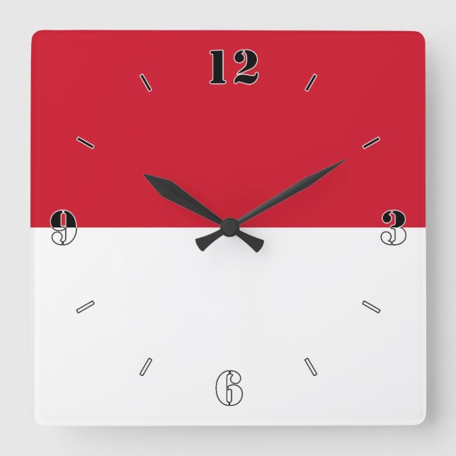 Relógio Quadrado Patriótico Nacional do Mônaco (Frente)