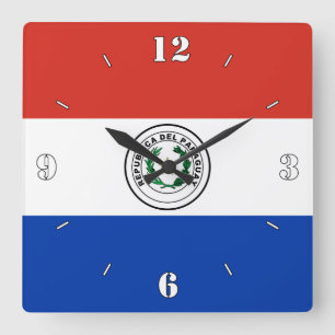 Relógio Quadrado Patriótico Nacional do Paraguai