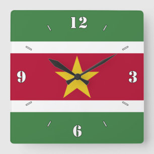 Relógio Quadrado Patriótico Nacional do Suriname