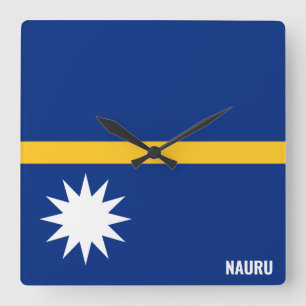 Relógio Quadrado Patriótico Nauru Flag Dazzling
