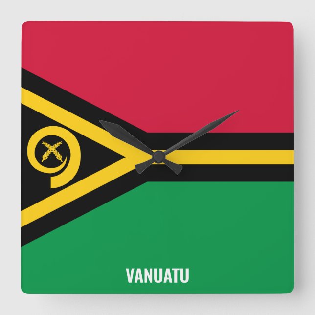 Relógio Quadrado Patriótico Vanuatu Flag (Frente)