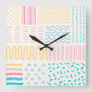 Relógio Quadrado Pattern lines