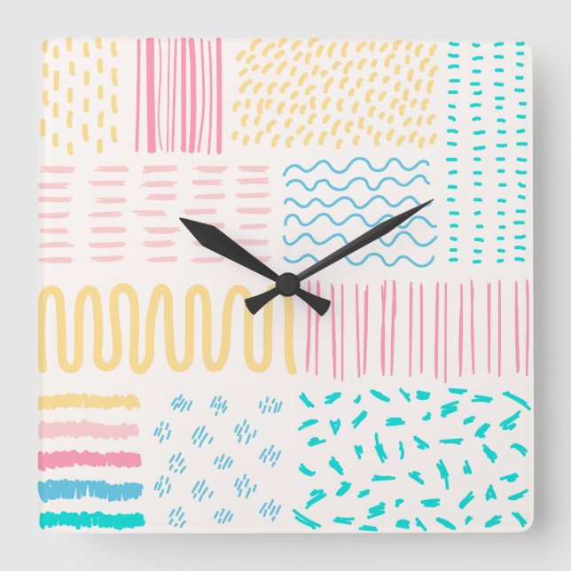 Relógio Quadrado Pattern lines (Frente)