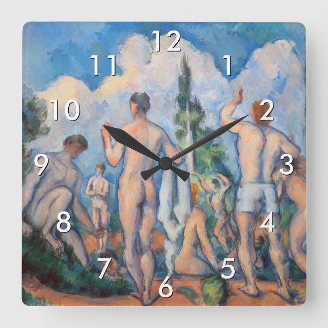 Relógio Quadrado Paul Cezanne - Banhistas (Frente)