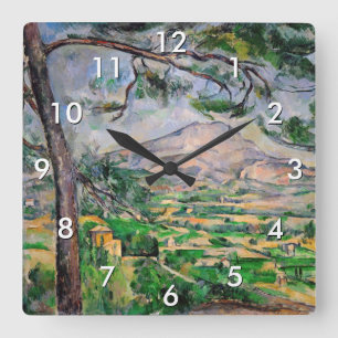 Relógio Quadrado Paul Cezanne - Mont Sainte-Victoire e Grande Pinhe