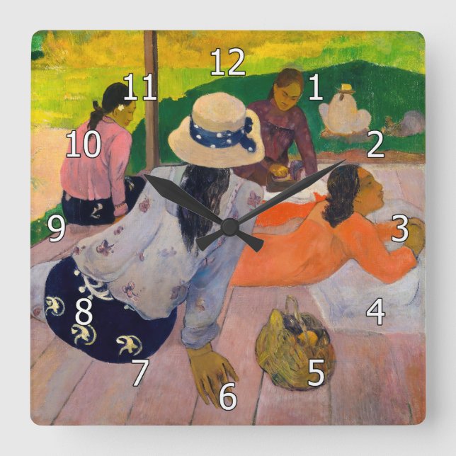 Relógio Quadrado Paul Gauguin - A Sesta (Frente)