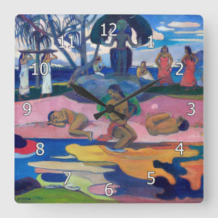 Relógio Quadrado Paul Gauguin - Dia do Deus / Mahana no atua