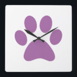 Relógio Quadrado Paw Print<br><div class="desc">Fun Paw Print design for animal lovers!</div>