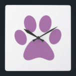 Relógio Quadrado Paw Print<br><div class="desc">Fun Paw Print design for animal lovers!</div>