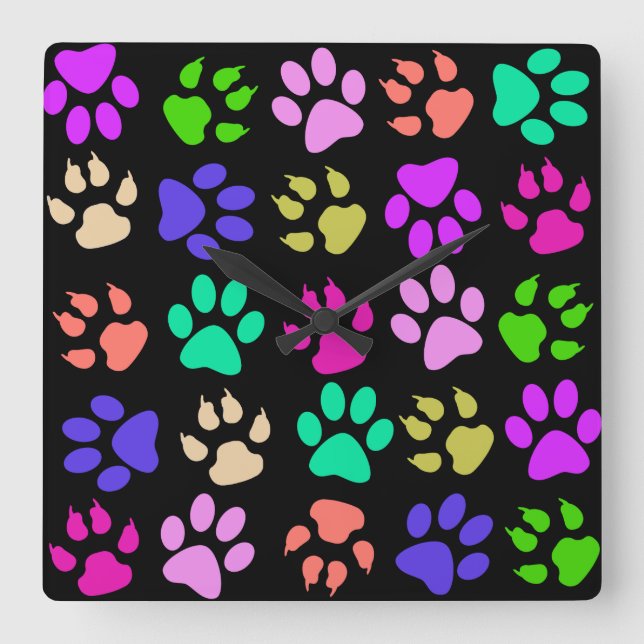 Relógio Quadrado Paw Print Pillow (Frente)