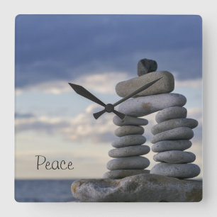 Relógio Quadrado Peace Zen Rocks Clock